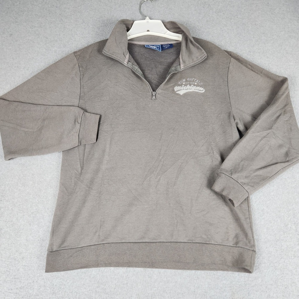 Polar 1/4 Zip Sweatshirt Men's Medium Gray Embroidered Chest Logo Long Sleeve